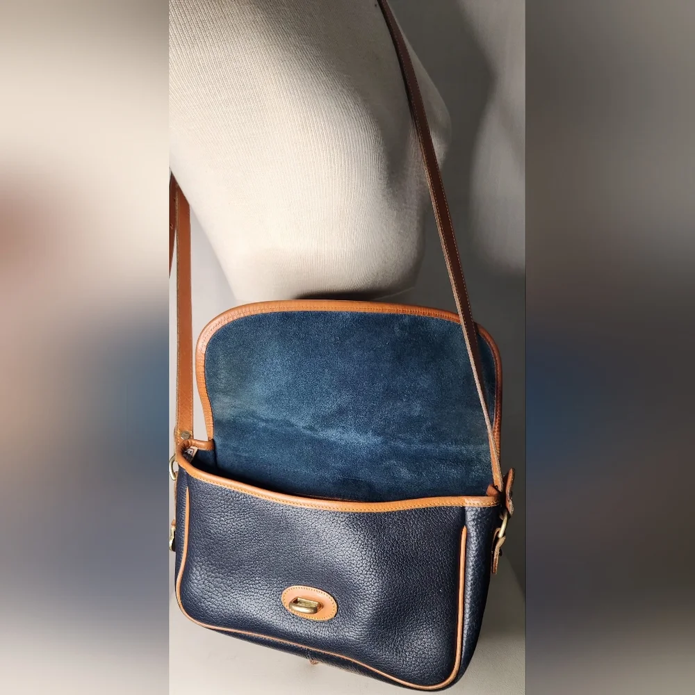 Dooney & Bourke vintage equestrian all weather leather crossbody bag, navy